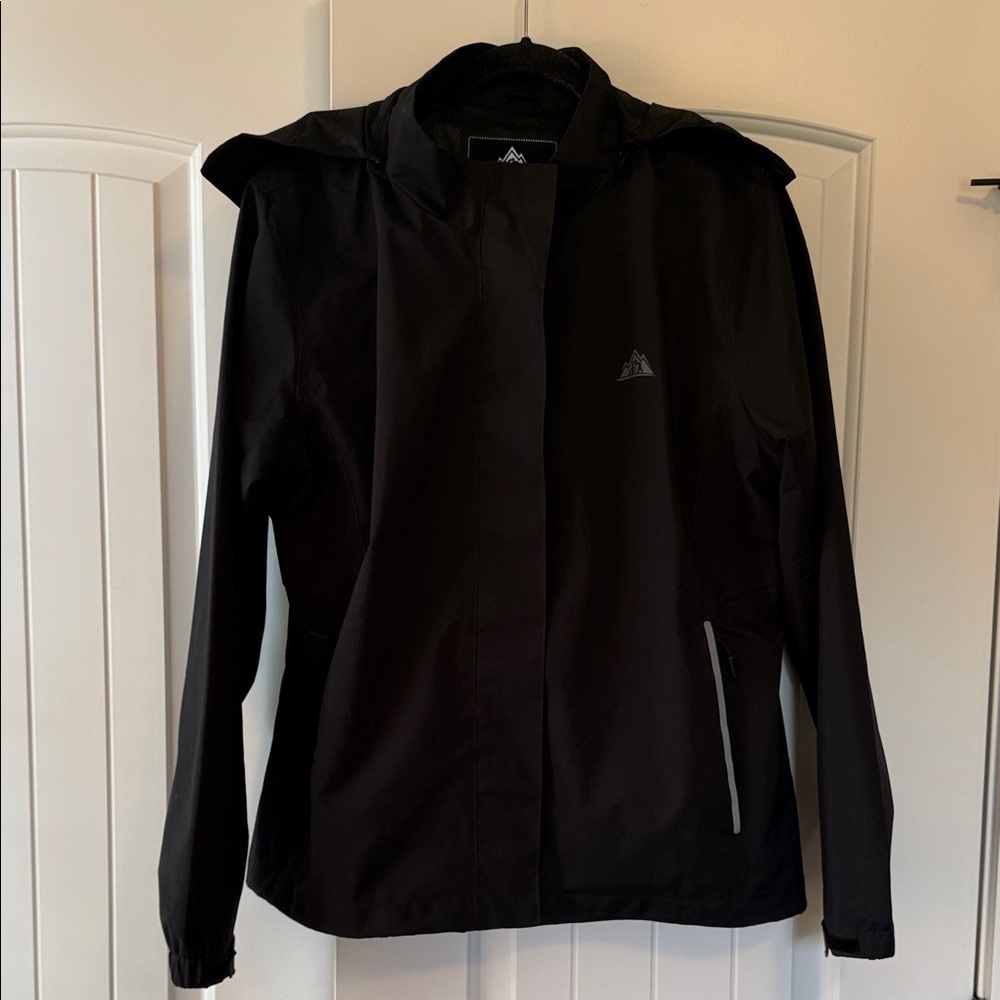 Black Waterproof Hooded Jacket with Subtle Logo